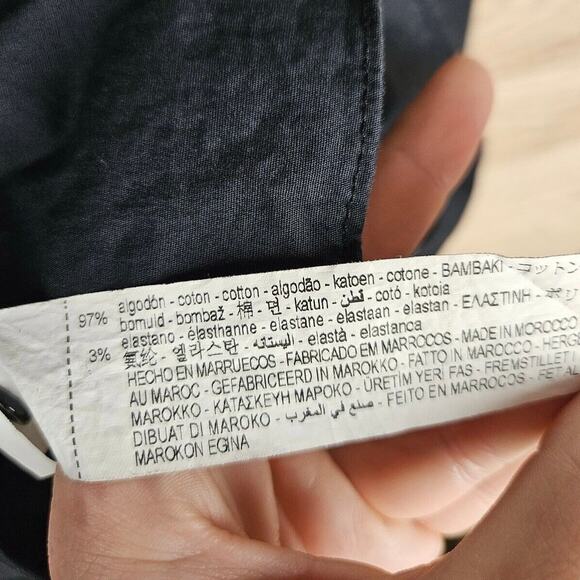 Zara Ruffle Poplin Black Button Blouse Women’s XS - Picture 5 of 7